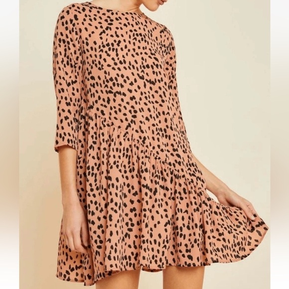 Hayden Los Angeles Dresses & Skirts - Hayden Los Angeles Leopard Print Swing Dress Asymmetrical Ruffle Size M